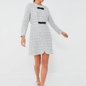 Tuckernuck Ivory Bow Tweed Brigitta Dress Long Sleeve Small